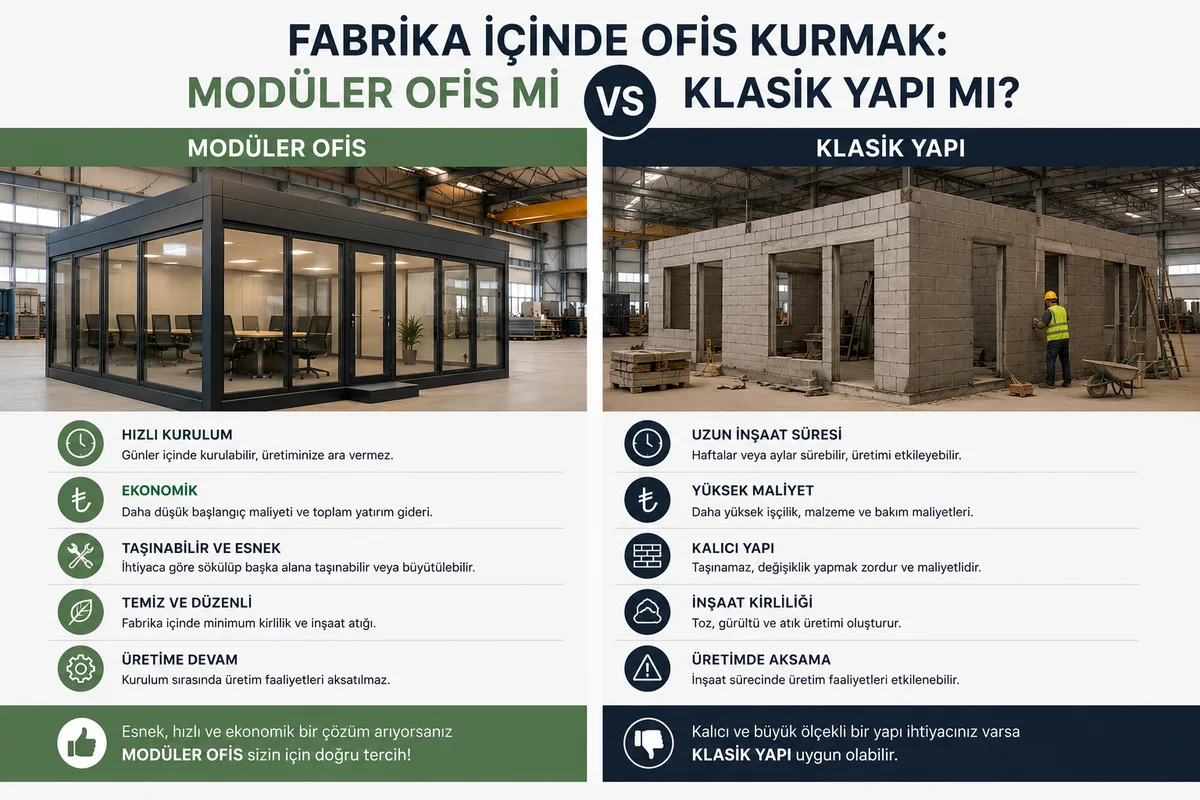 Fabrika İçinde Ofis Kurmak: Modüler Ofis mi Klasik Yapı mı?
