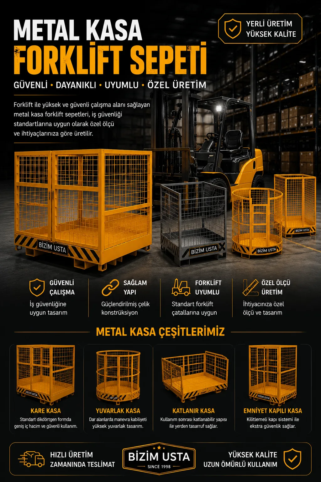 METAL KASA FORKLİFT SEPETİ